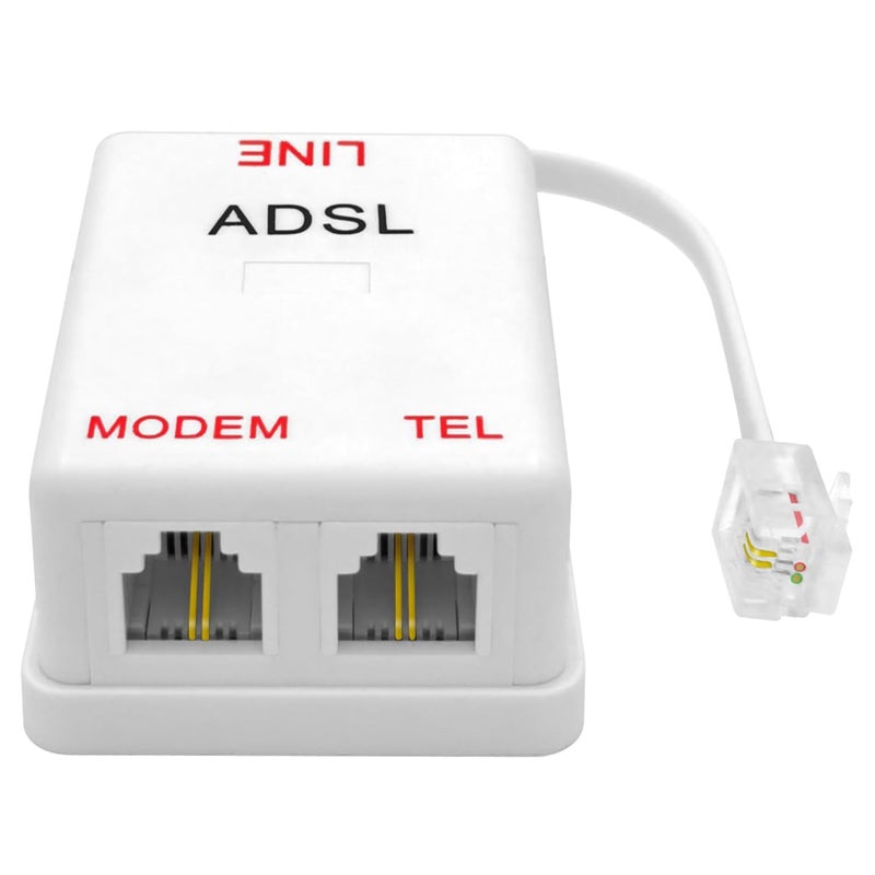 NECABLES DSL Filter Splitter for Phone Line and Modem 6 Inductors Version RJ11 6P2C 1 Male to 2 Females White - Image 2